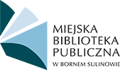 Logotyp Miejskiej Biblioteki Publicznej w Bornem Sulinowie. Przedstawia nowoczesną, otwartą książkę składającą się z trzech elementów w odcieniach zieleni, szarości i błękitu. Po prawej stronie znajduje się pogrubiony, drukowany napis "Miejska Biblioteka Publiczna w Bornem Sulinowie", ułożony w czterech wierszach